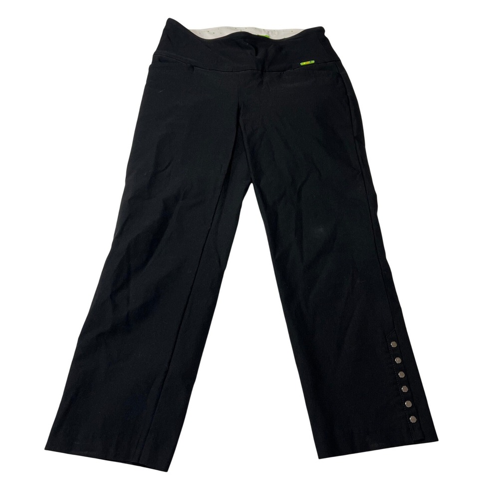 Swing Control Womens Black Snap Button Hem‎ Crop Golf Pants Size 4